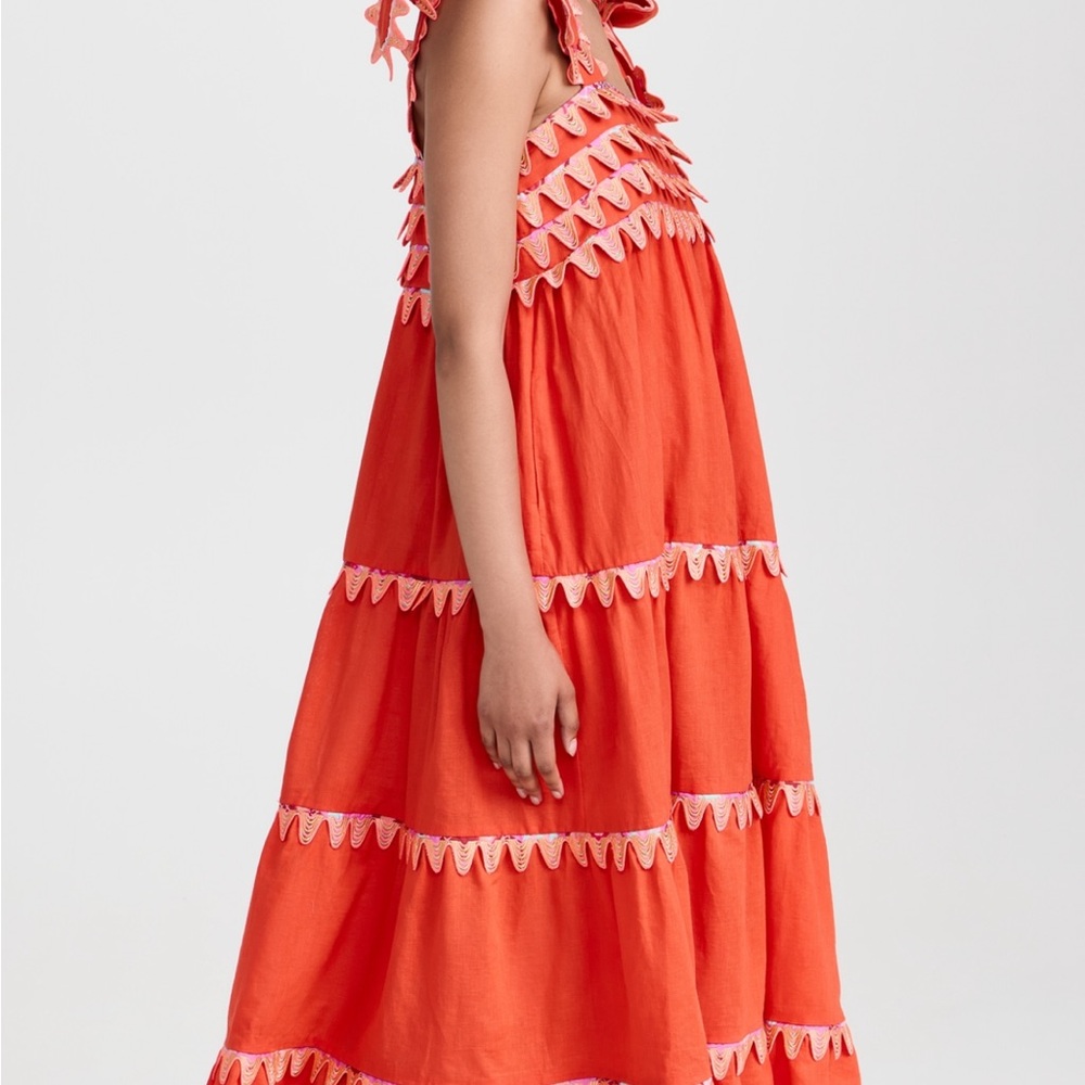 CeliaB Vibrant dark orange Dress with Embroidered Details